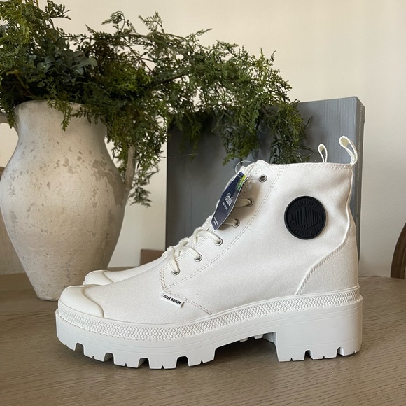 Palladium - Free People - ‘Pallabase Twill’ Boots - Star White - Picture 6 of 10